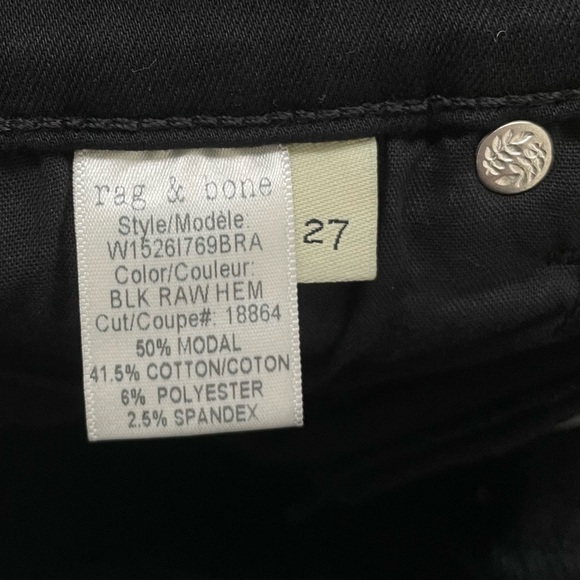 NWT - Rag & Bone Women’s Black Raw Hem Ankle Skinny Jeans Size 27 - Picture 11 of 13